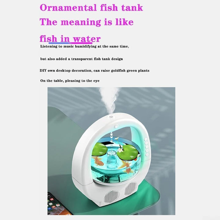 Umidificator 4in1 GoldFish, bol pentru pesti, conectare prin Bluetooth, lumini ambientale, boxa incorporata