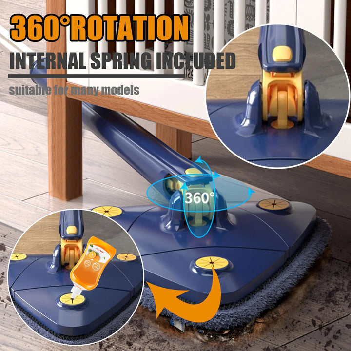 Mop inovativ CleanMaster, de mana, reglabil, rotire 360, triunghi, albastru