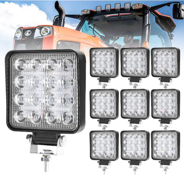Set 10 proiectoare 16 LED 48W auto OFF-ROAD, IP 67