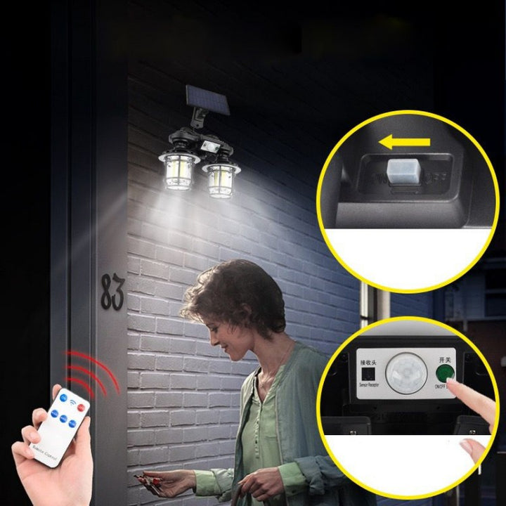 Set 2 Lampi solare cu senzor solar si telecomanda, 20w, 500 lumeni, trei moduri de functionare,
