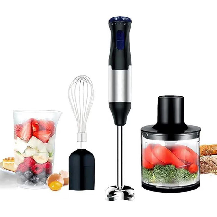 Set mixer de mana 4-in-1, 5 viteze, 500 W, inox, accesorii incluse, argintiu