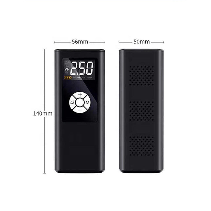 Pompa aer multifunctionala, Electrica, Umflare rapida, Compresor masina, bicicleta, minge, Afisaj Digital, 120W, Oprire automata, 12V, 10 Bari, Reincarcabila USB, Accesorii incluse, Acumulator incorporat
