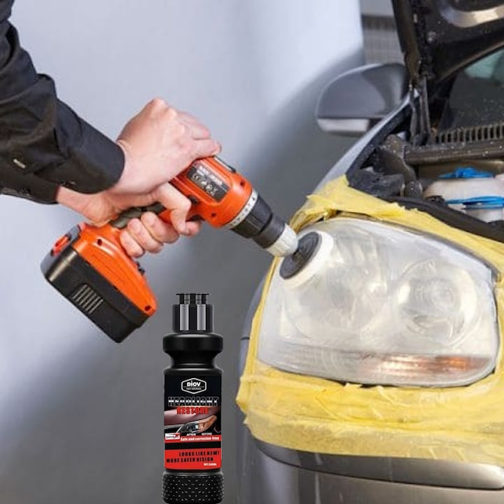 Pachet auto complet - Polish Faruri Lamp Headlight Restore + Prosop microfibra, uscare rapida, 80x50cm