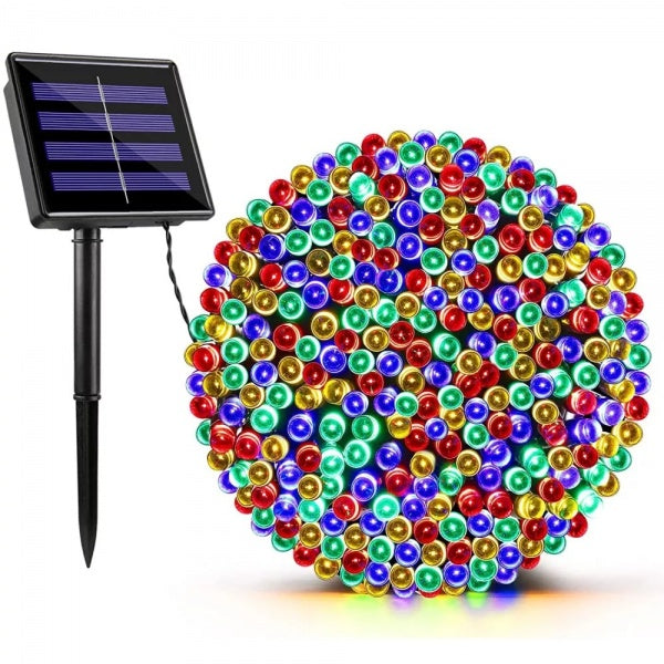 Instalatie solara pentru exterior IP44, 1000 led-uri, 100m, liniara, multicolora, alb rece, albastru