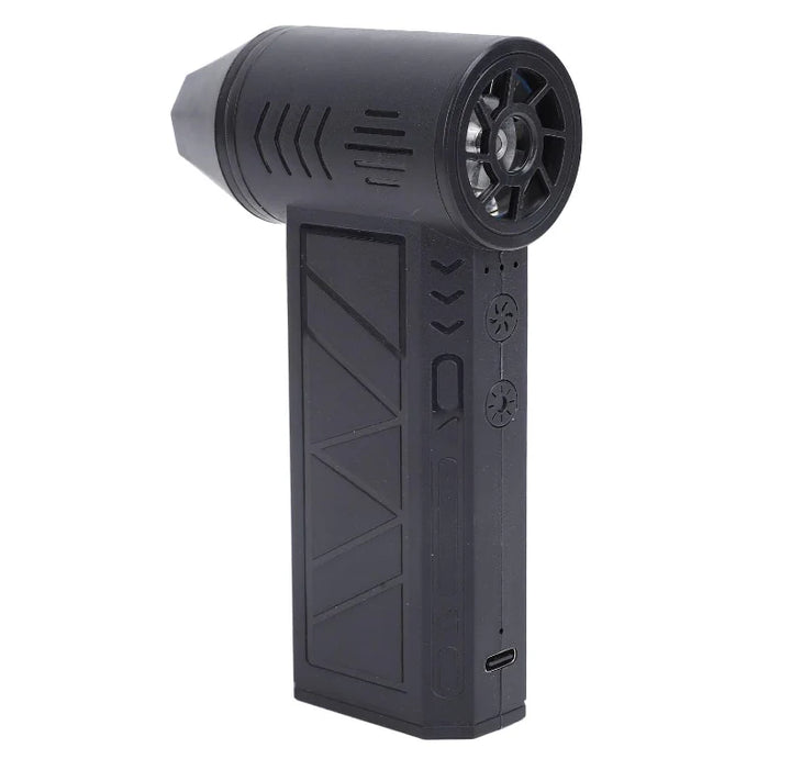 Suflanta aer portabila, indicator baterie, turbo fan, 130000 RPM, 4 trepte de putere, baterie 5000 mAh, negru cu 2 acumulatori