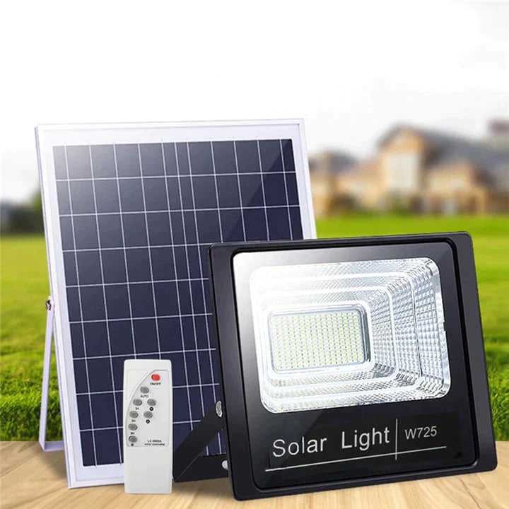 Proiector Solar 100W, lampa incarcare solara + panou solar rezistent la apa, telecomanda