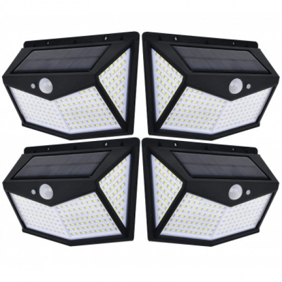 Set 4 x lampa solara 212 LED, senzor de miscare, 3 moduri de functionare