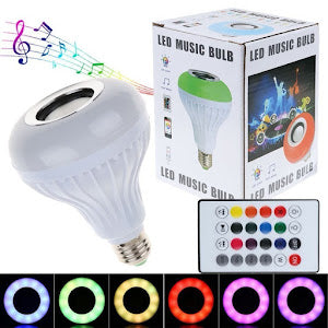 Set 3 x Bec LED Bluetooth cu boxa, lumini si telecomanda