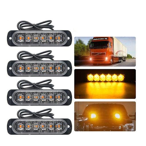 Set 4 x Stroboscop 6 LED, lumina portocalie