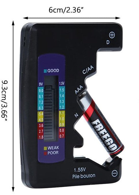 Verificator universal de baterii, tester de baterii pentru 7 baterii de tip C AA AAA DN 9V (6F22) si 1,55 V