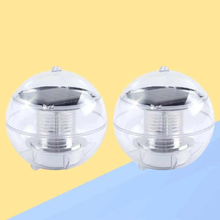 Set 2xLampa solara tip bila, Plastic, Lumina RGB, 11 cm