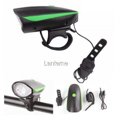 Lanterna LED 1W far bicicleta cu sonerie si incarcare USB, FY058