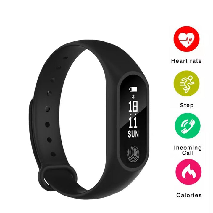 M2 Bratara Fitness Inteligenta cu Monitorizare al Pulsului, Arderea caloriilor, Tensiunea arteriala, Negru