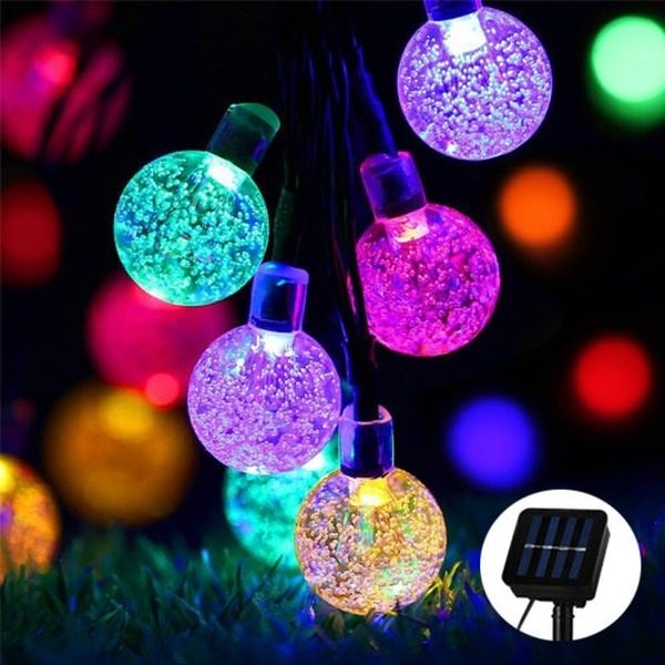 1+1 Gratis - Instalatie solara LED 50 globulete multicolor