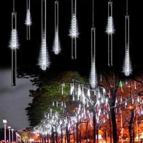 Instaltie tub luminos tip ploaie meteoriti cu 8 tuburi, 50 cm